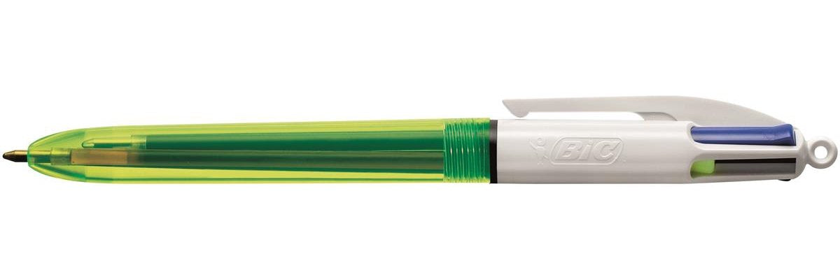 EAN 3086123415263 - BIC 4Colours Fluo Bolígrafo retráctil con clip Negro, Azul, Rojo, Amarillo 12 pieza(s) imagen 1