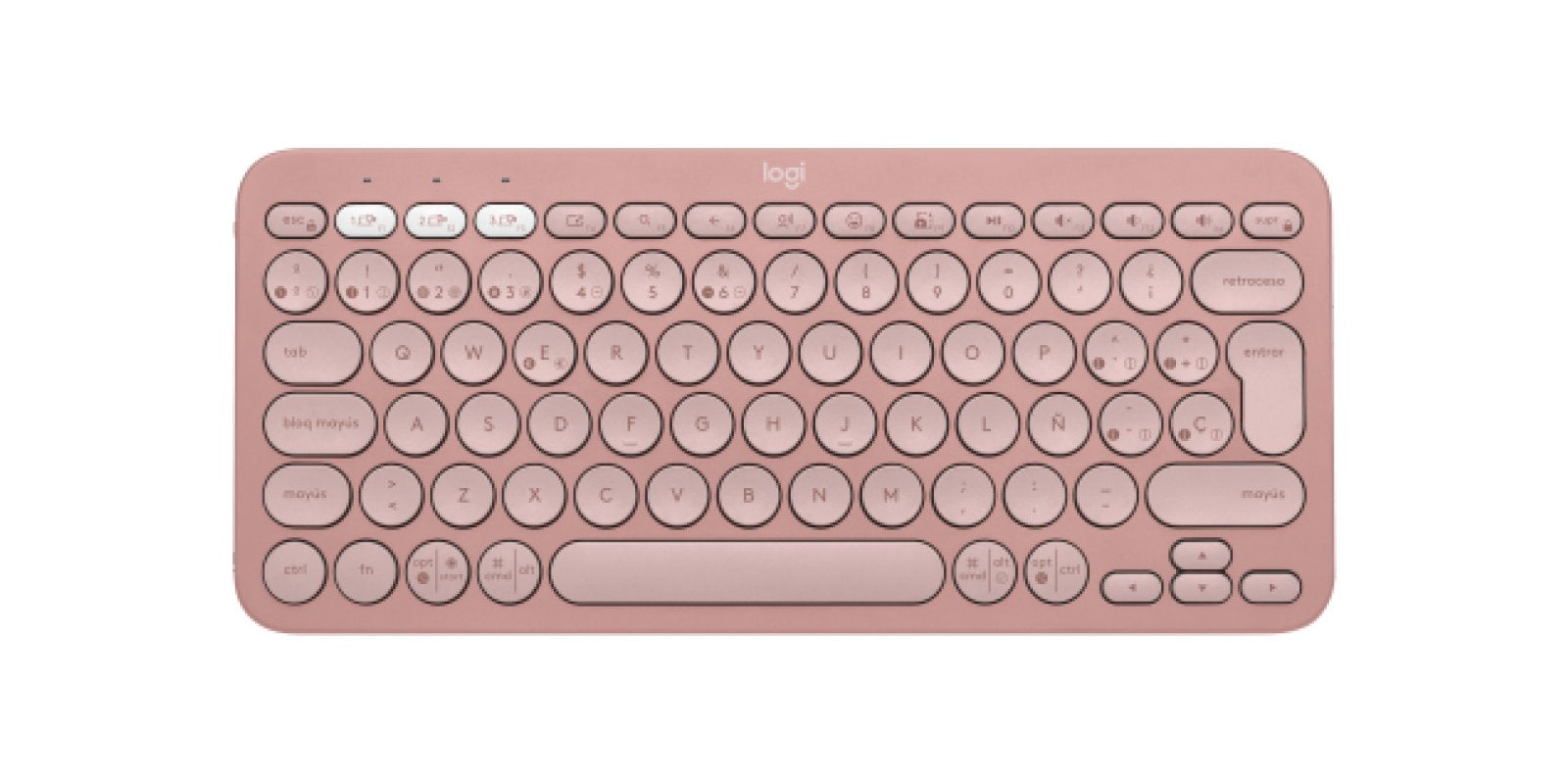 Teclado Español Logitech Pebble Keys 2 K380s Rf Wireless + Bluetooth Qwerty Rosa