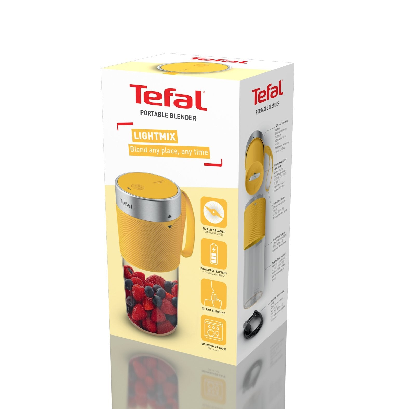 Tefal Lightmix Bl1c0230 Licuadora 0,3 L Acero Inoxidable, Transparente, Amarillo