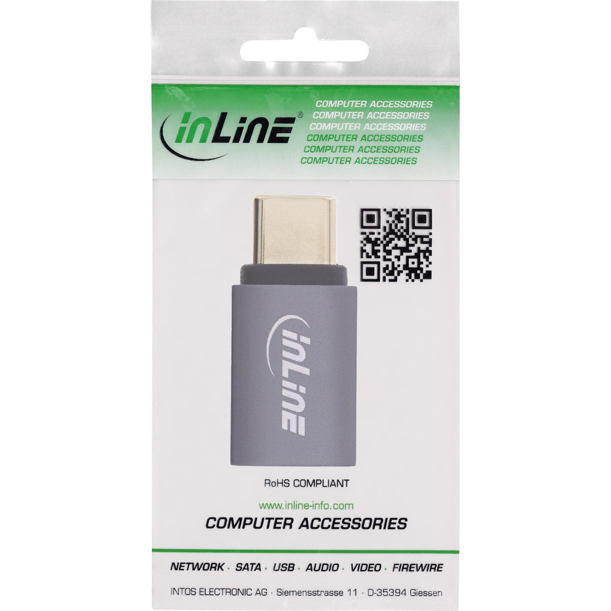 Inline® Usb4 Adapter, Usb-C Male/Female, Aluminium, Gris