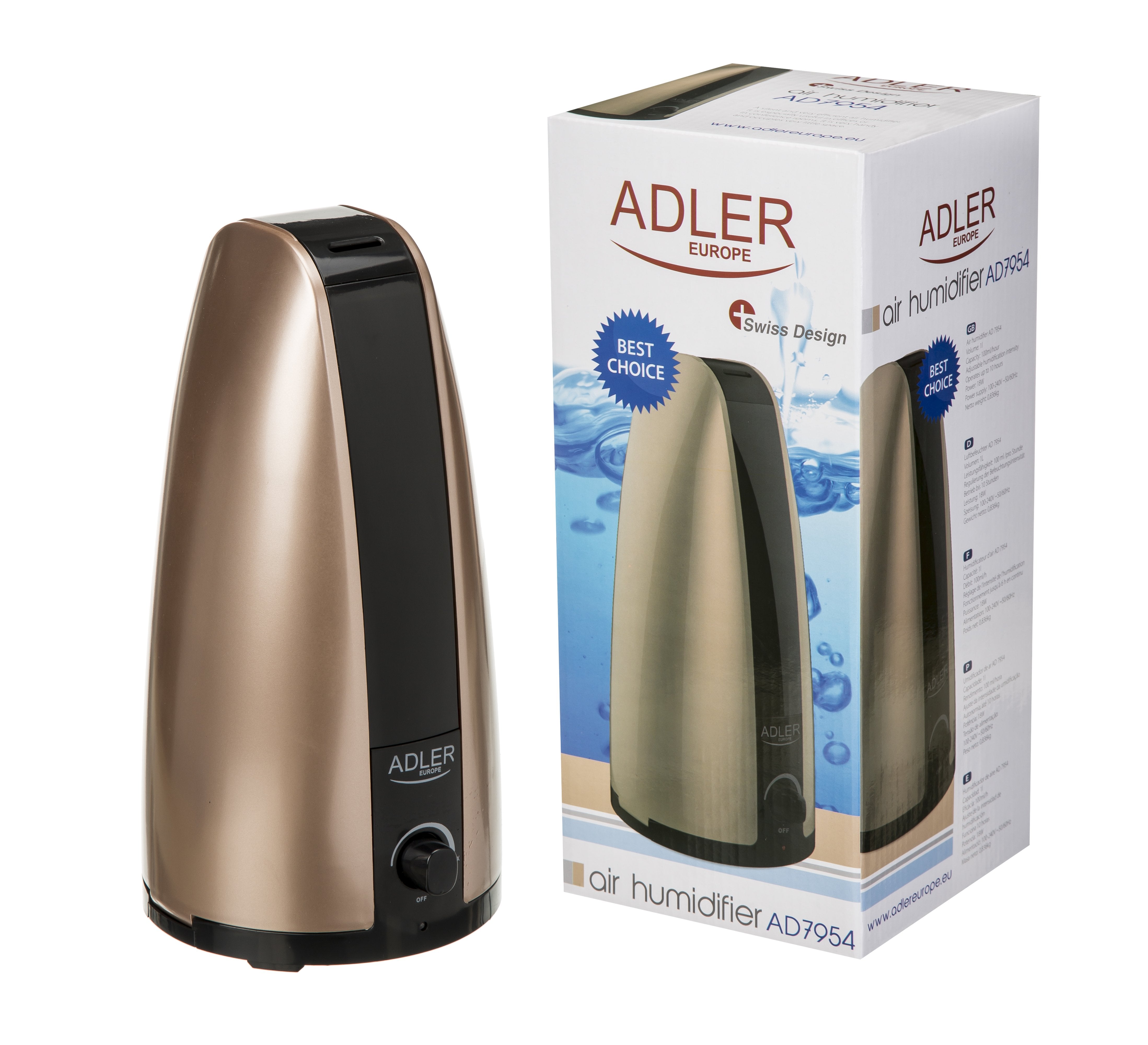 EAN 5908256834156 - Adler AD 7954 humidificador 1 L Negro, Oro 18 W imagen 2