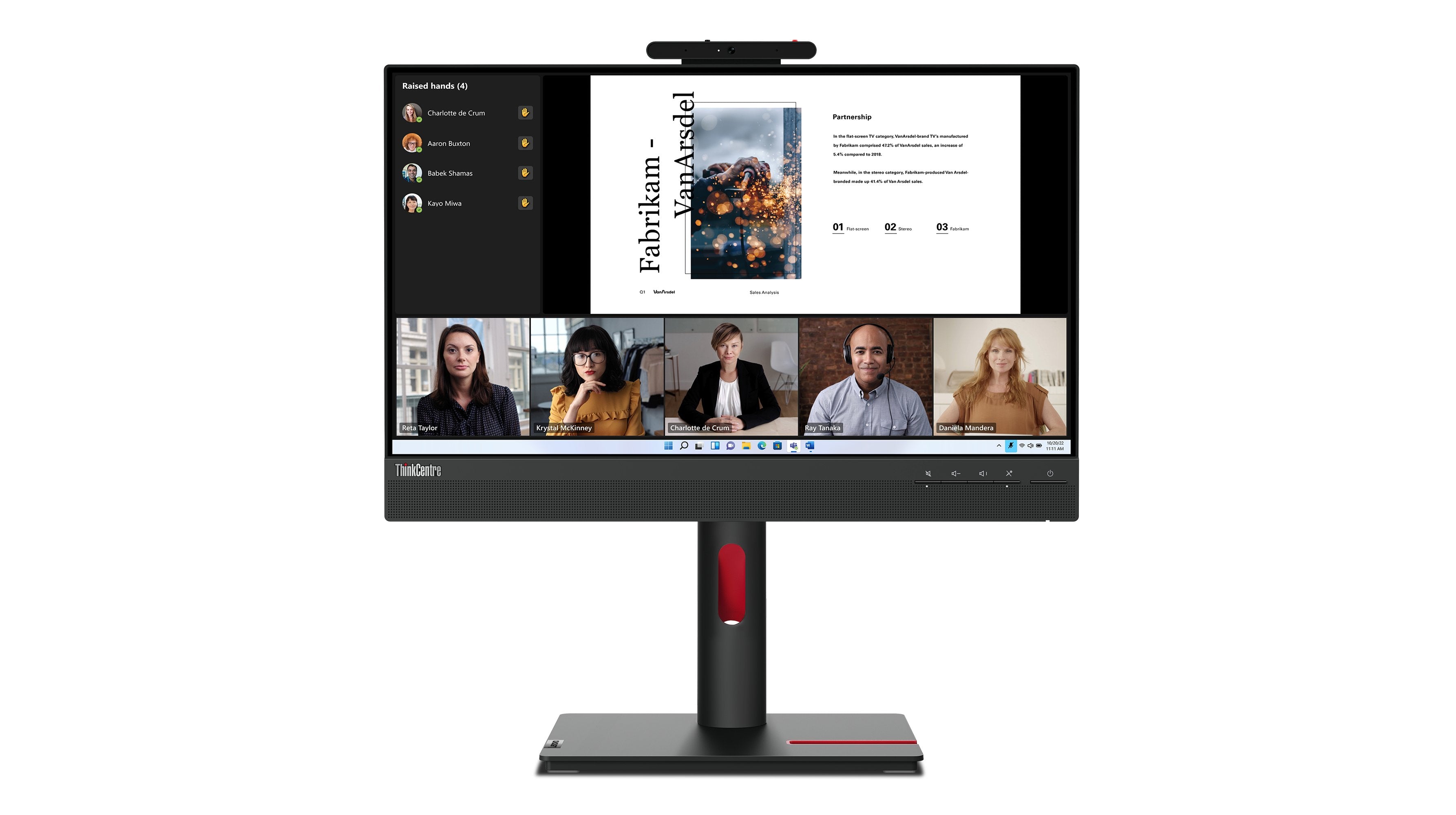 Lenovo Thinkcentre Tiny-In-One 22 Gen 5 Monitor Led 22" (21.5" Visible) Táctil 4 Ms Hdmi Displayport Altavoces Negro Azabache