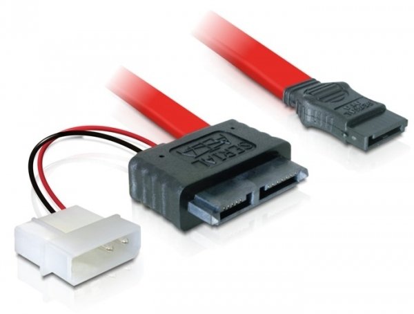 Delock Cable Slim Sata Hembra > Sata 7 Pin + 2 Pin Strom Macho 30 Cm
