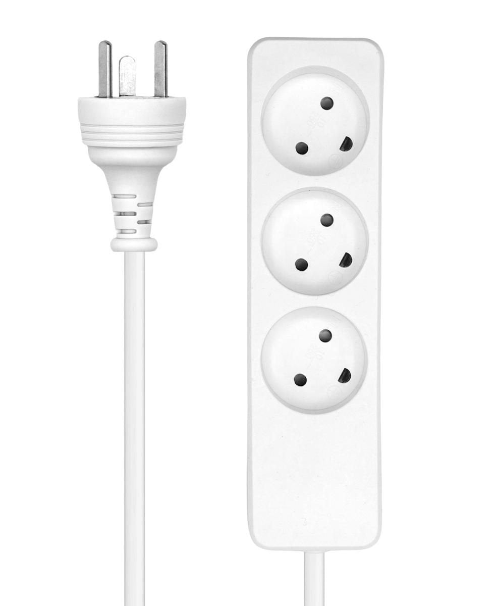 Danish Power Strip 3-Way White, With 15m Edb Cable