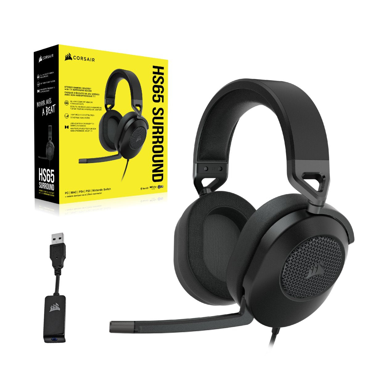 EAN 0840006643784 - Corsair HS65 SURROUND Auriculares Alámbrico De mano Juego Carbono imagen 4