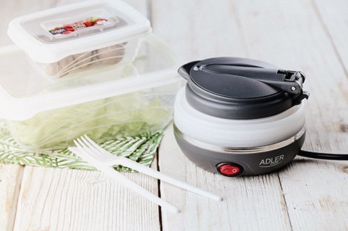 Adler Ad 1279 Tetera Eléctrica 0,6 L 750 W Negro, Blanco