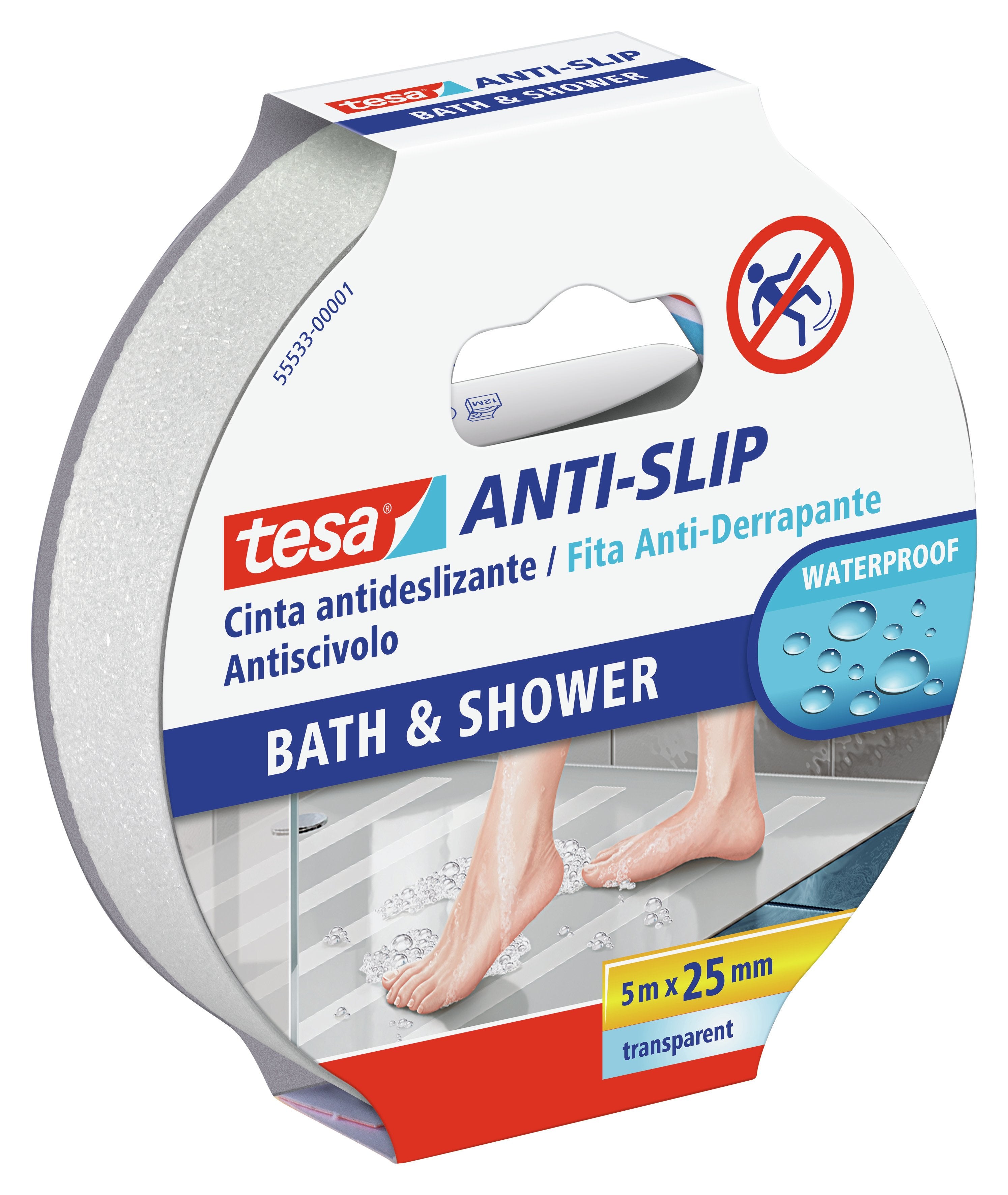 EAN 4042448409423 - TESA Anti slip bath & shower 5mx25mm Cinta antideslizante para baño Transparente imagen 1