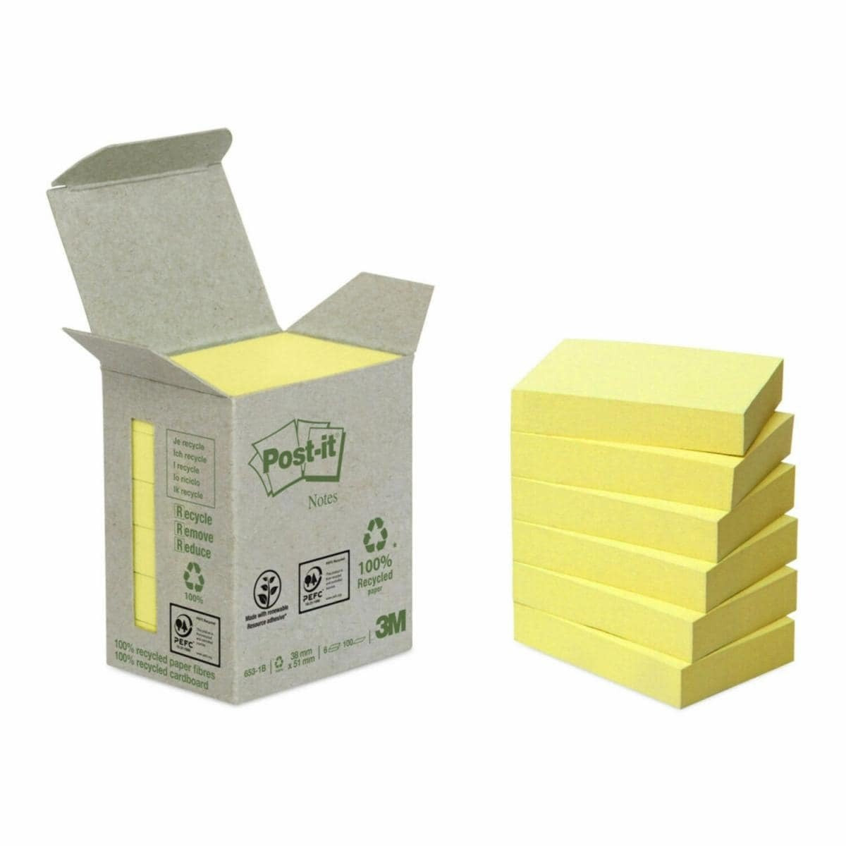 Post-It Notas Adhesivas Recicladas Canary Yellow 38x51 6 Blocs