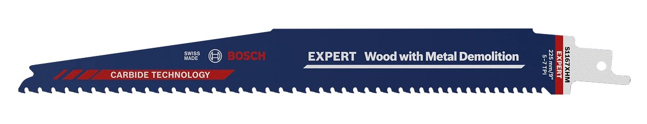 Hoja De Sierra De Sable Bosch Professional Expert 'Demolición De Madera Con Metal' S 1167 Xhm, 3 Piezas De Longitud 225 Mm 2608900399