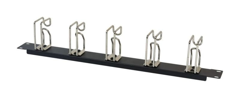 Allnet 19\"Zbh. Cableführungsplatte, 1he, Metall Con 5 Grossen Bügeln, Negro,