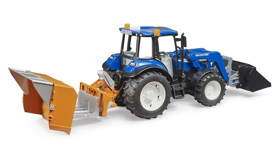 Bruder Bruder New Holland T5.120 Mit Frontlader, Ladekasten, Gabeln Und Rundballen 02187