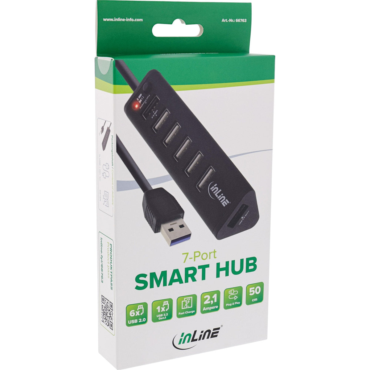 Inline Smart Hub Hub De 7 Puertos Usb 3.0 Y 2.0 Con Puerto De Carga Rápida