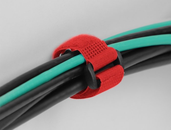 Delock Klett-Cablebinder Mit Schlaufe Und Befestigungsöse L 150 X B 20 Mm Rot 5 Stück