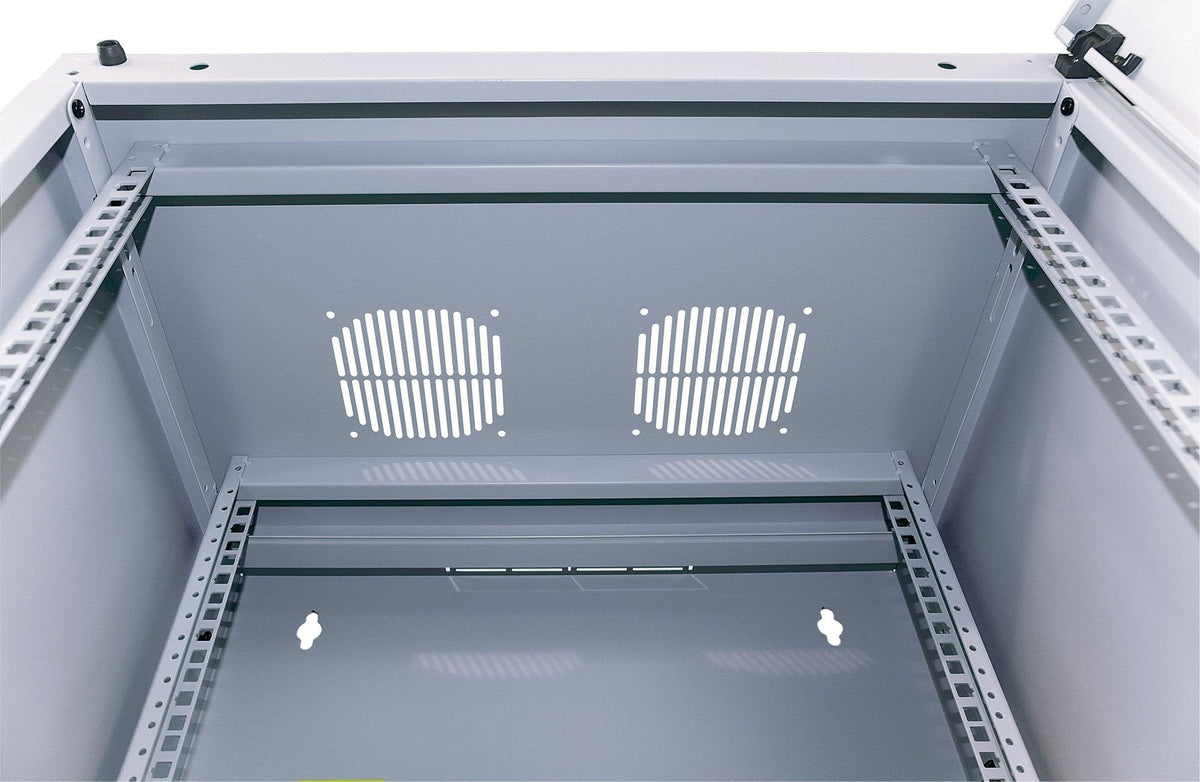 Intellinet Network Cabinet, Wall Mount (Double Section Hinged Swing Out), 12u, Usable Depth 235mm/Width 465mm, Gris, Flatpack, Max 30kg, Swings Out For Access To Back Of Cabinet When Installed On Wall, 19", Parts For Wall Install (Eg