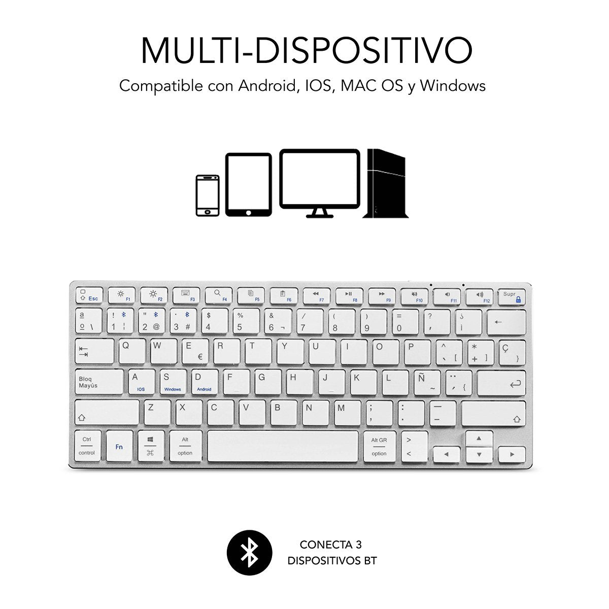 EAN 8436586740078 - SUBBLIM SUB-KB-3ADC200 teclado Universal QWERTY Español Plata, Blanco imagen 2