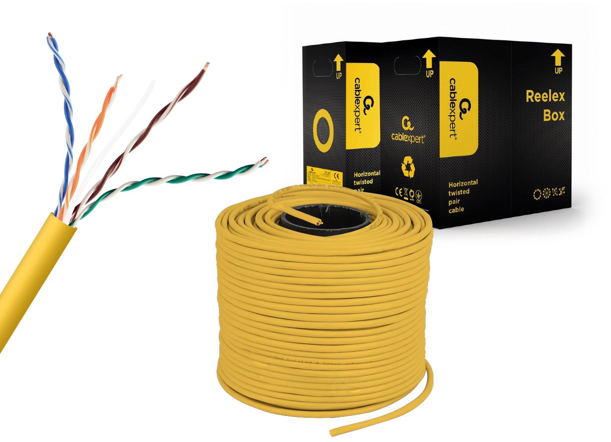 EAN 8716309123952 - Gembird UPC-5004E-SOL-Y cable de red Amarillo 305 m Cat5e U/UTP (UTP) imagen 3