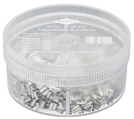 Caja Surtida Knipex 97 99 910 Con Punteras De Cable Sin Aislamiento, Funda Para Cable Transparente, 1.900 Unidades 97 99 910