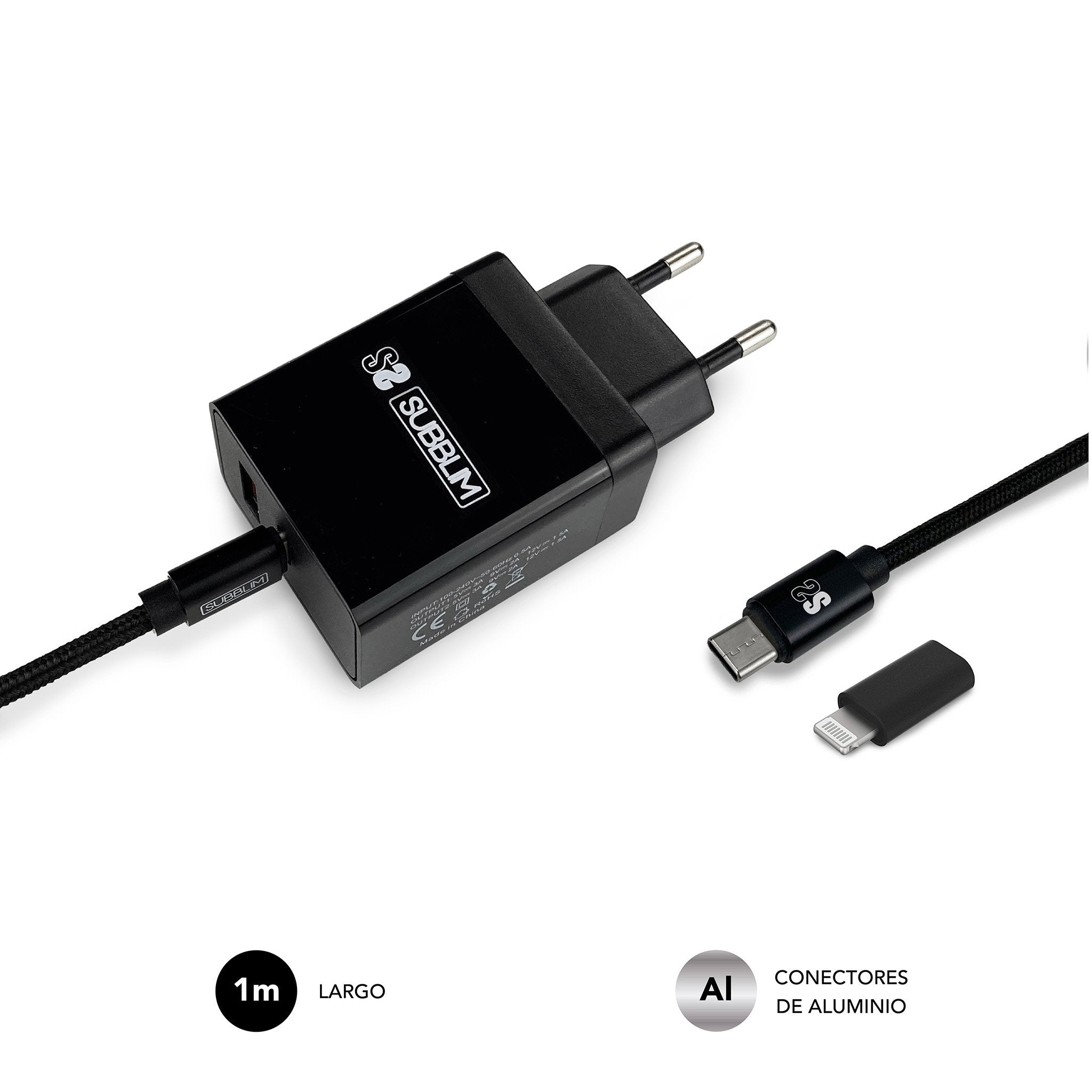 EAN 8436586742096 - SUBBLIM SUBCHG-3WPD11 cargador de dispositivo móvil Universal Negro, Gris Corriente alterna Carga rápida imagen 4