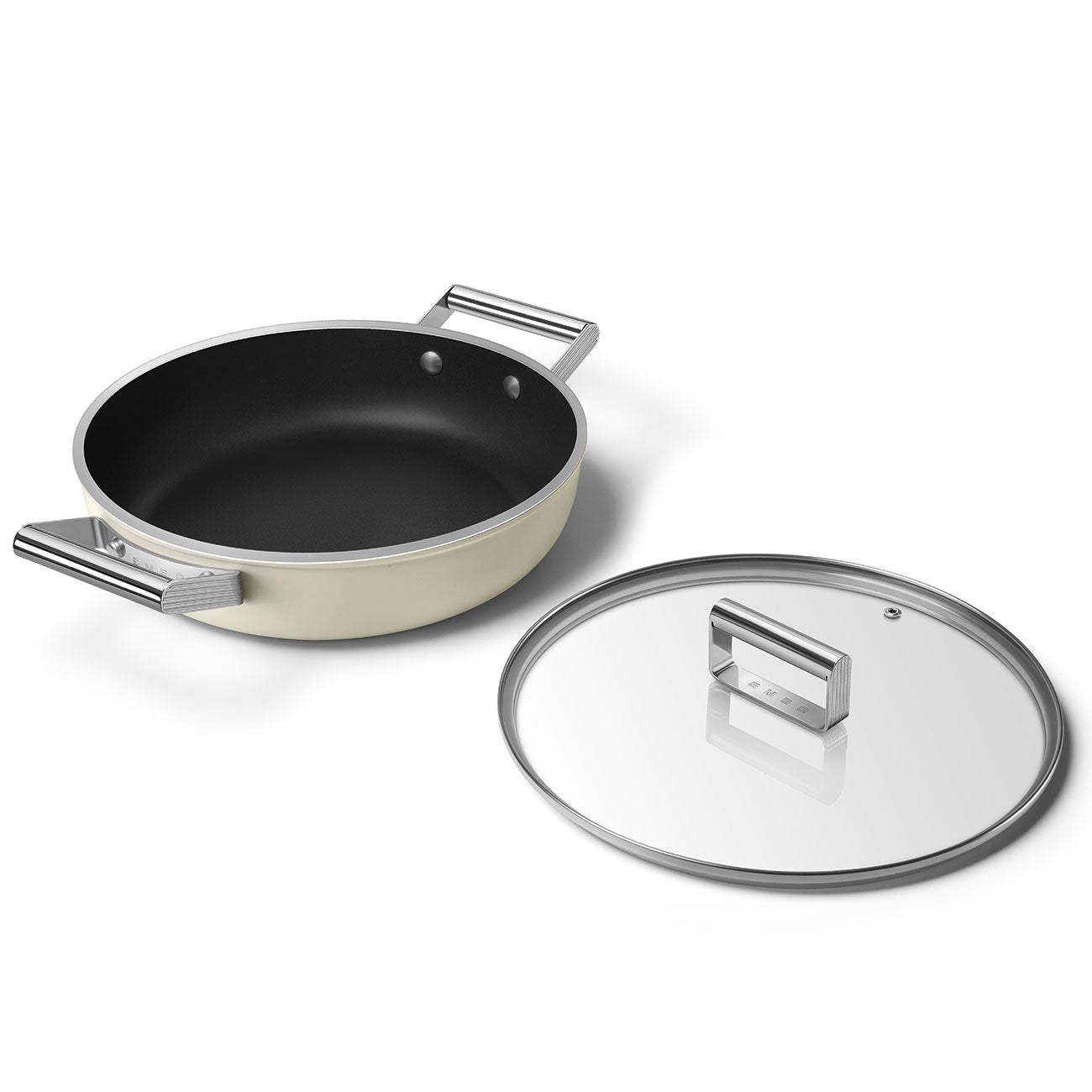 Smeg Dpf2812crm Pfanne, 28 Cm, Keramik, Edelstahlgriffe, Cremefarben Matt