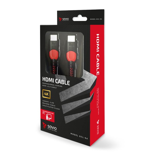 Savio Gcl-04 Cable Hdmi 3 M Hdmi Tipo A (Estándar) Negro, Rojo