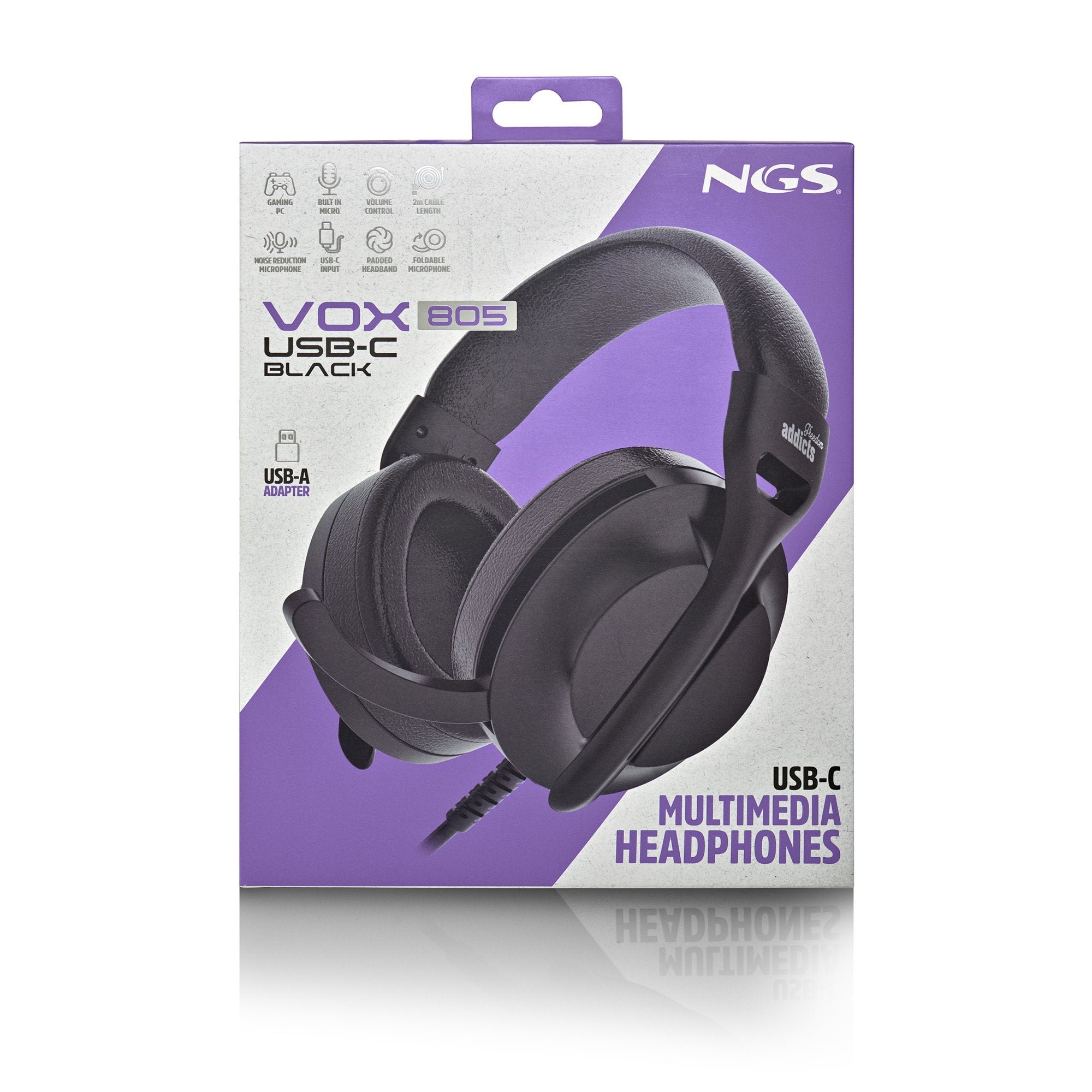 Auriculares Ngs Vox805 Usb-C Con Micrófono Usb Tipo-C Negros