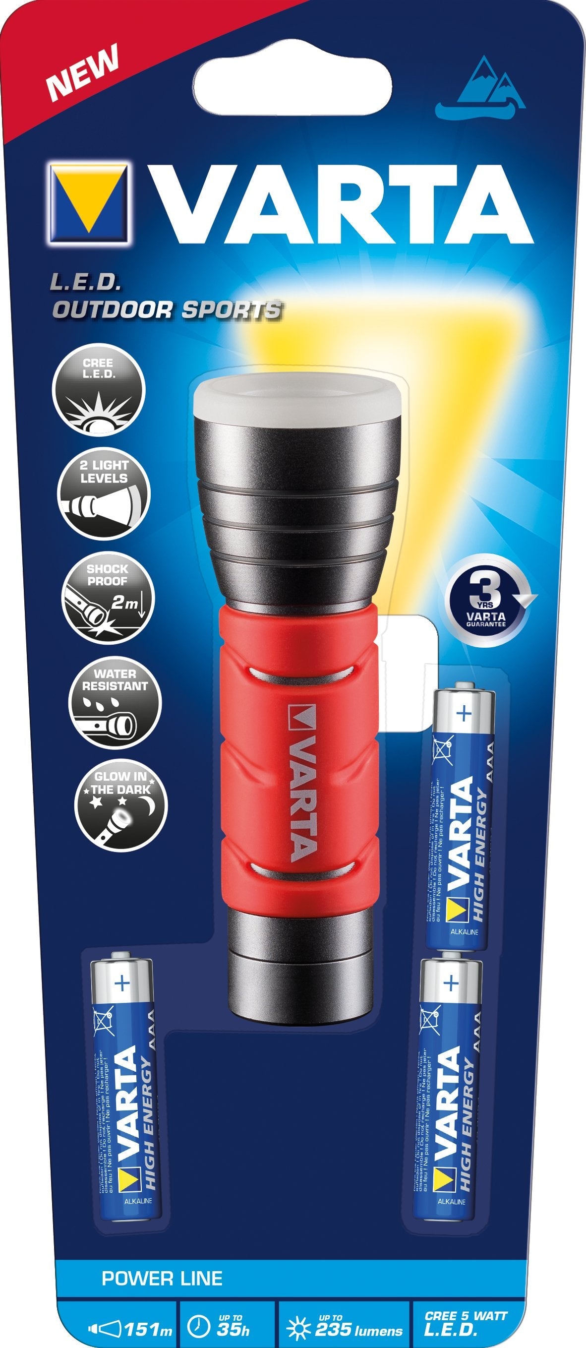 Varta Linterna De Mano Negro, Rojo Led F10 3aaa