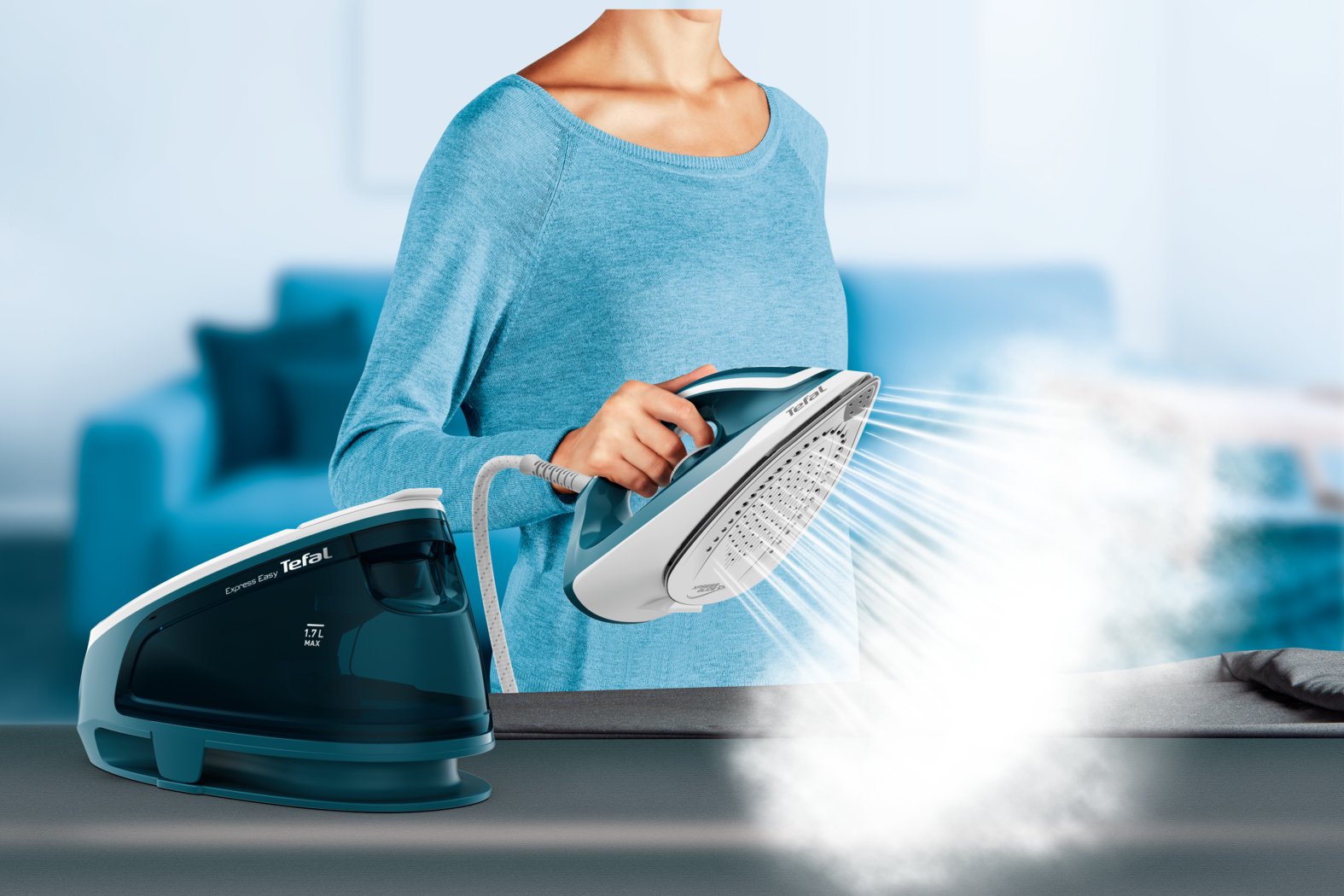 EAN 3121040079072 - Tefal Express Easy SV6131 2200 W 1,7 L Blanco, Azul imagen 10