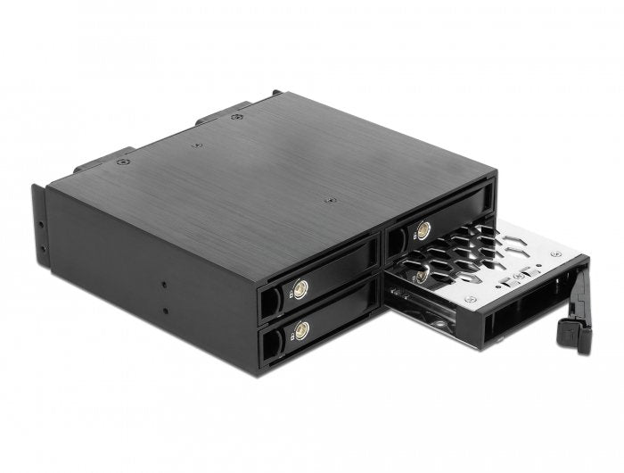 Delock 47235 Panel Bahía Disco Duro 13,3 Cm (5.25") Bandeja Para Disco Duro Negro, Bastidor De Instalación Negro, 13,3 Cm (5.25"), Bandeja Para Disco Duro, Nvme, 2.5", Negro, Aluminio