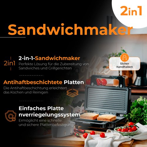EAN 5905575903112 - Adler AD 3073 sandwichera 1400 W Negro, Plata imagen 22