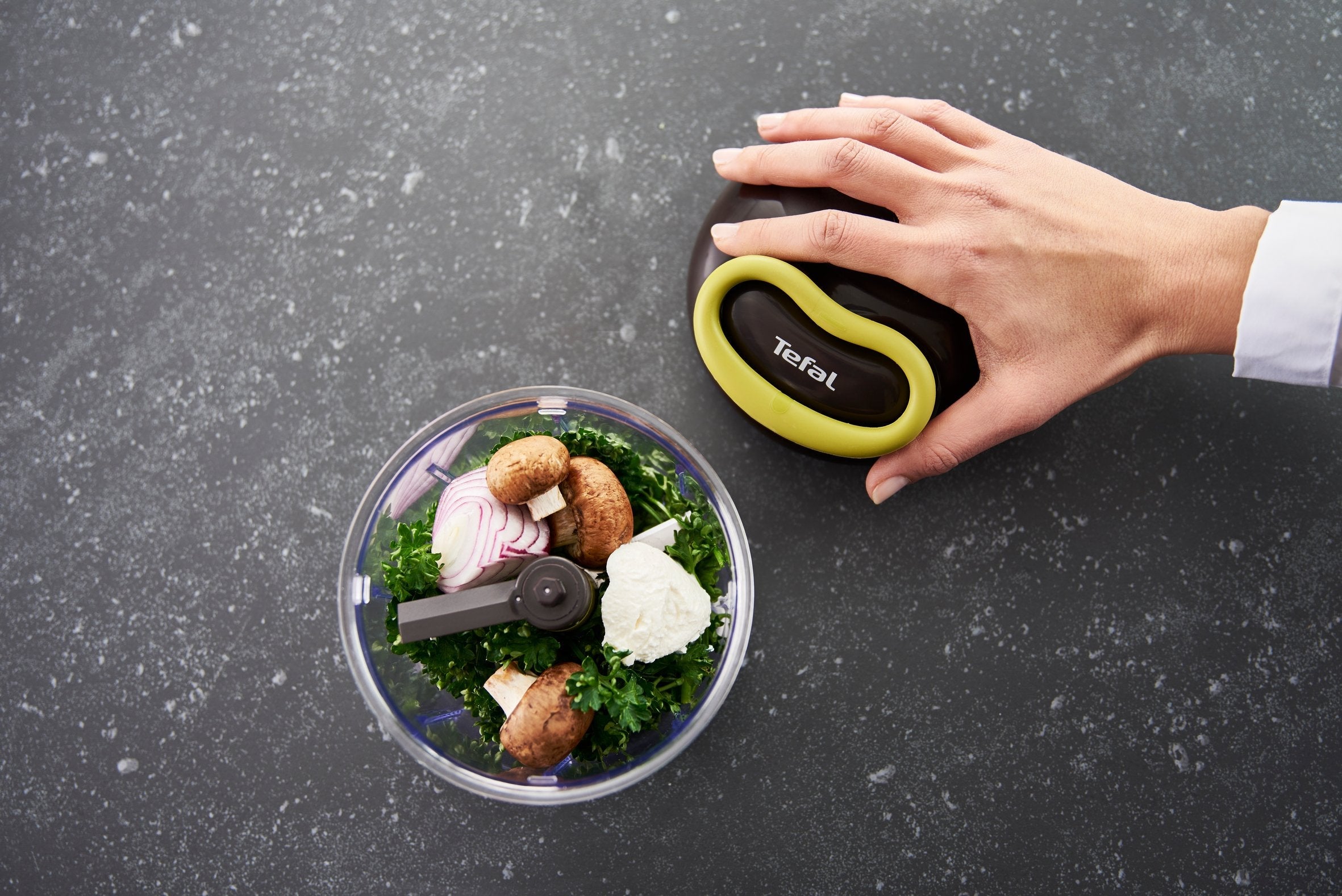 Tefal 5-Sekunden Zerkleinerer, Maxi-Kit Mit 4 Klingen (Negro/Verde, Manuell, 900ml) K13210