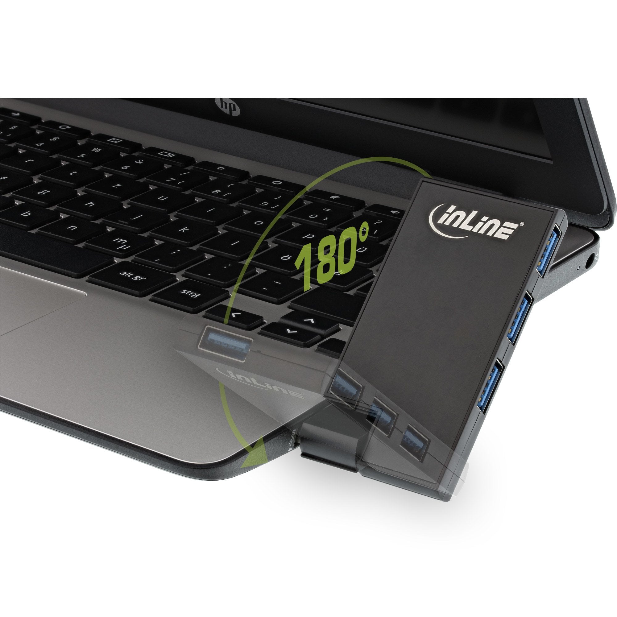 Hub Giratorio Inline Usb 3.0, 4 Puertos, Negro