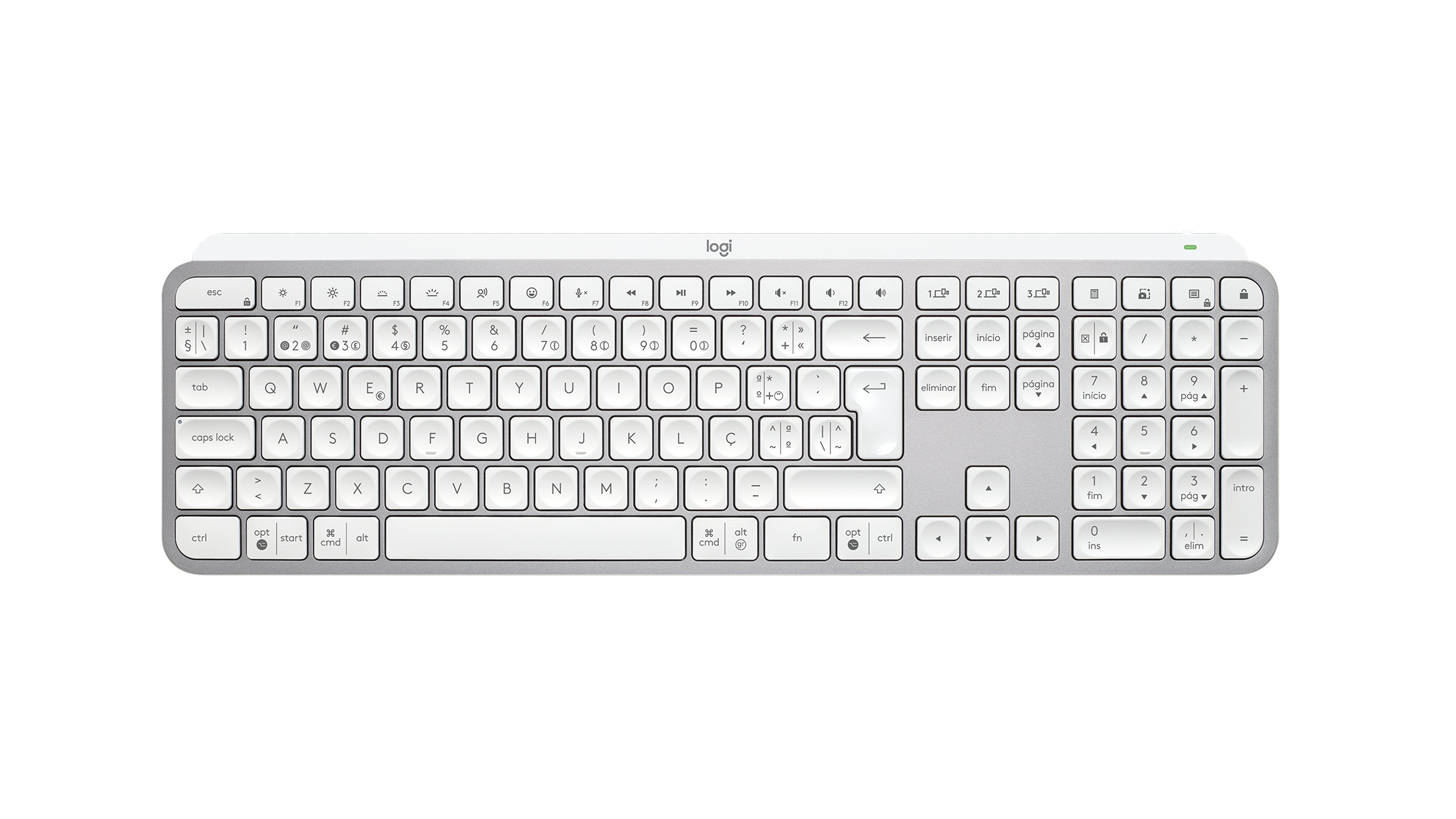 Teclado Portugués Logitech Mx Keys S Rf Wireless + Bluetooth Aluminio, Blanco