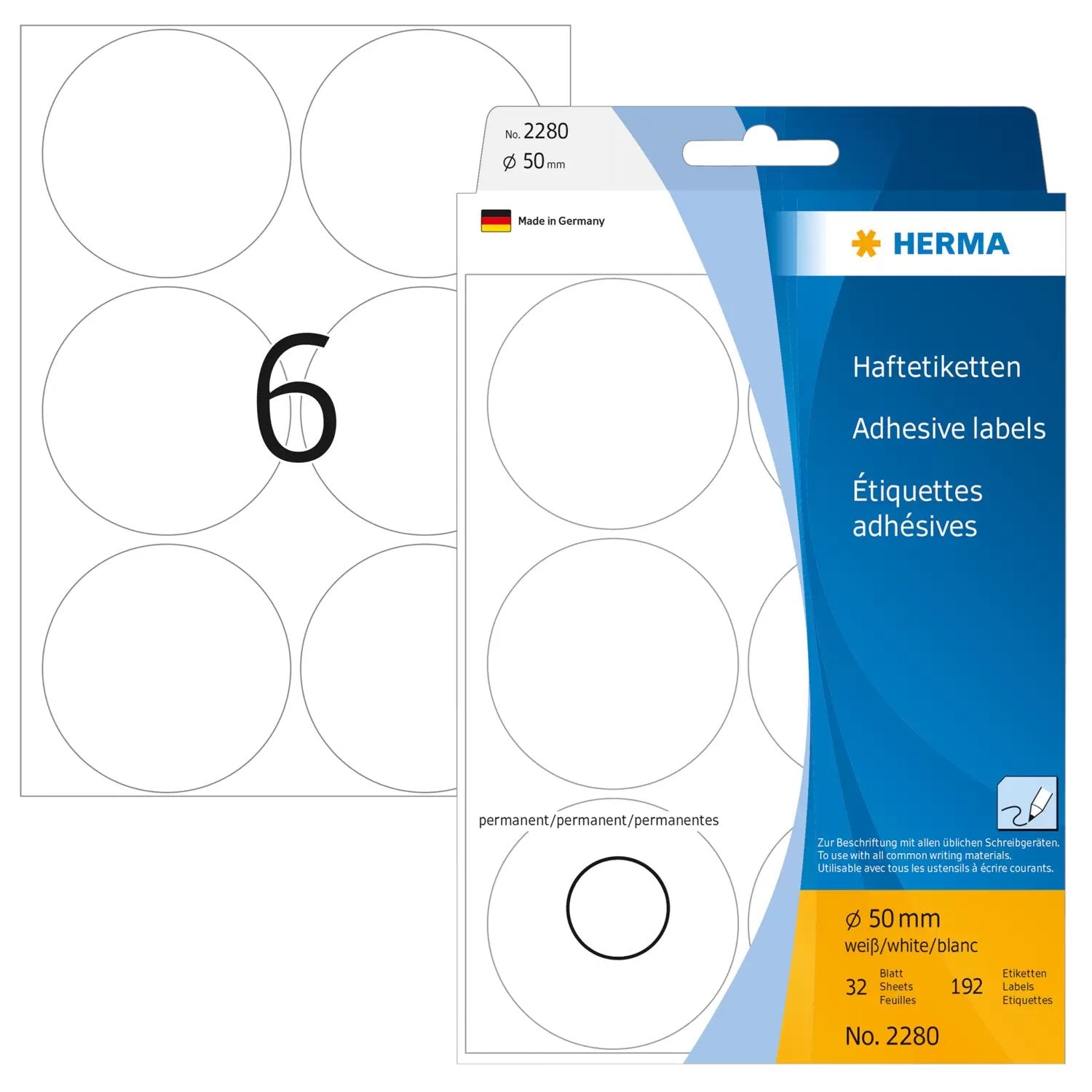 EAN 4008705022804 - HERMA 2280 etiqueta autoadhesiva Círculo Blanco 192 pieza(s) imagen 1