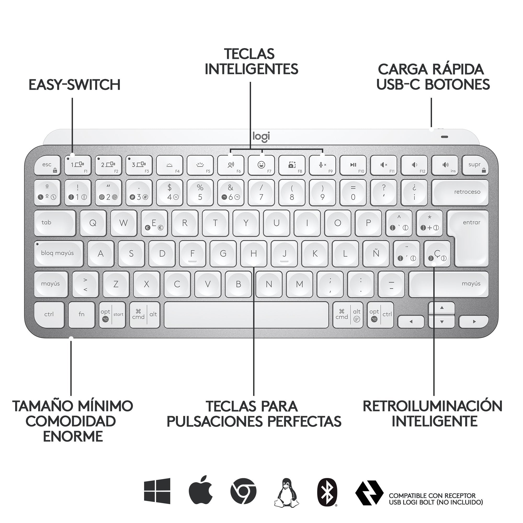 EAN 5099206098954 - Logitech 920-010491 teclado Oficina RF Wireless + Bluetooth QWERTY Español Gris imagen 12