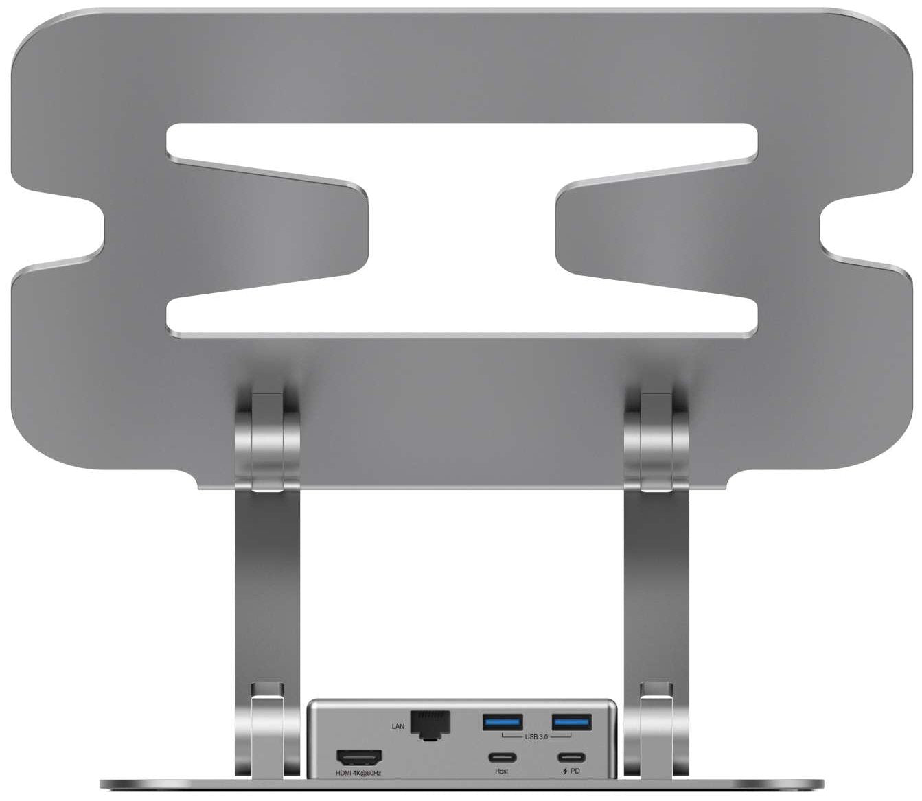 Soporte De Mesa Rapoo Ucs-5001 Para Portátil Con Docking Usb-C 1xhdmi 1 Rj45 Gb 2xusb 3.0 2 Usb-C Color Plata