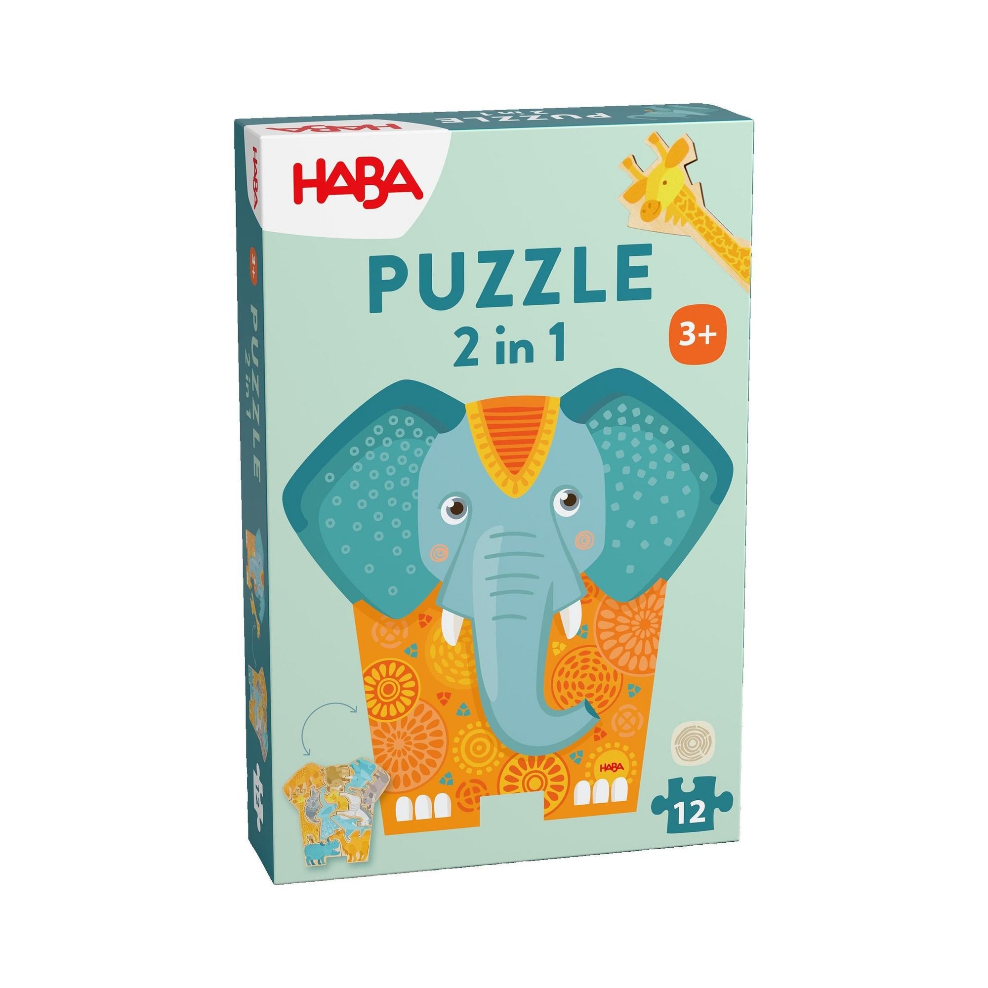 EAN 4010168279367 - HABA Puzzle 2-in-1 – Elephant Puzle de figuras 12 pieza(s) Animales imagen 1