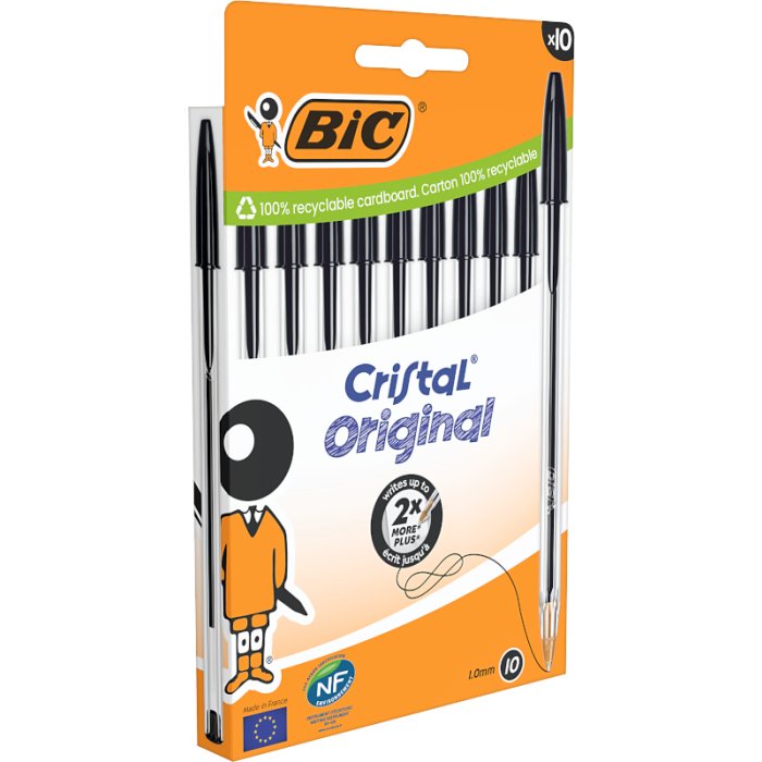 Bolígrafo Cristal Negro Blíster 10 Uds