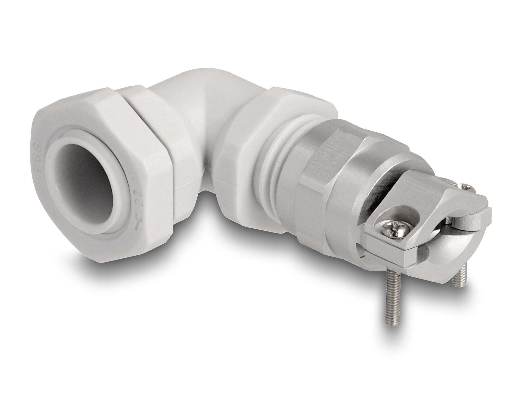 Delock 60592 Prensaestopas Con Alivio De Tensión Y Protección Contra La Flexión Ángulo De 90 ° Pg9 Gris