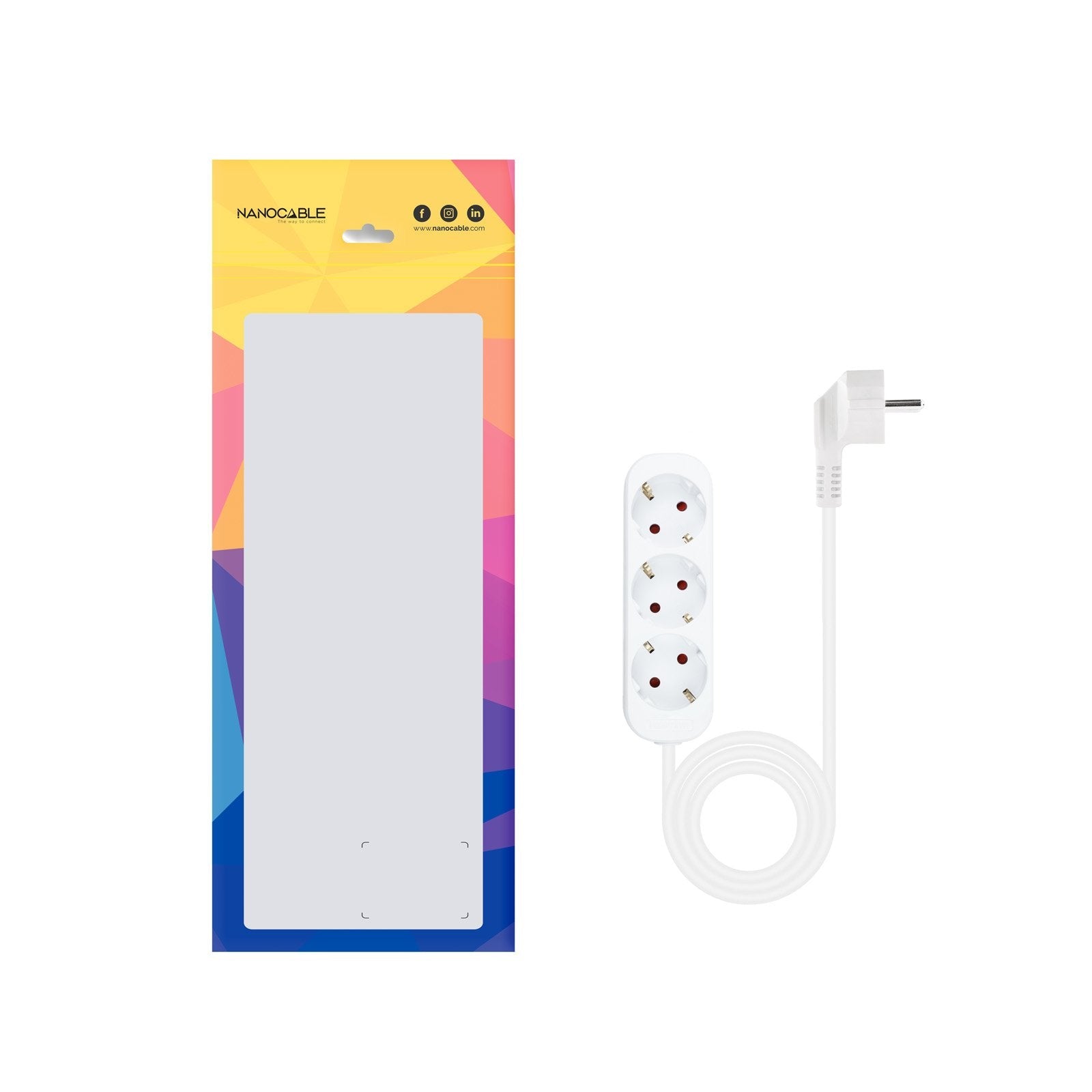 Nanocable Regleta 3 Tomas - 1.4m - Blanco