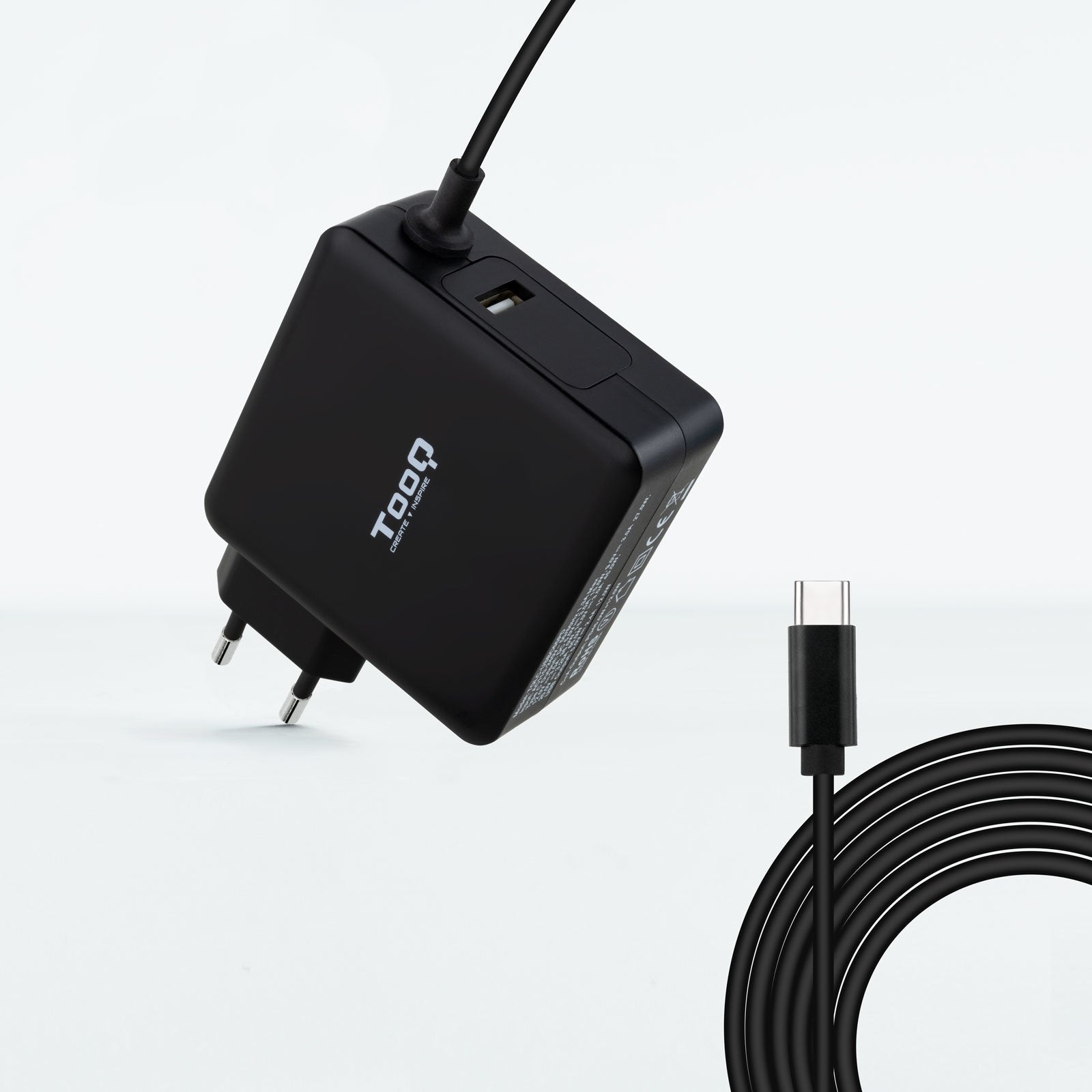 EAN 8433281011991 - TooQ TQLC-USBC90PD adaptador e inversor de corriente Auto 90 W Negro imagen 1