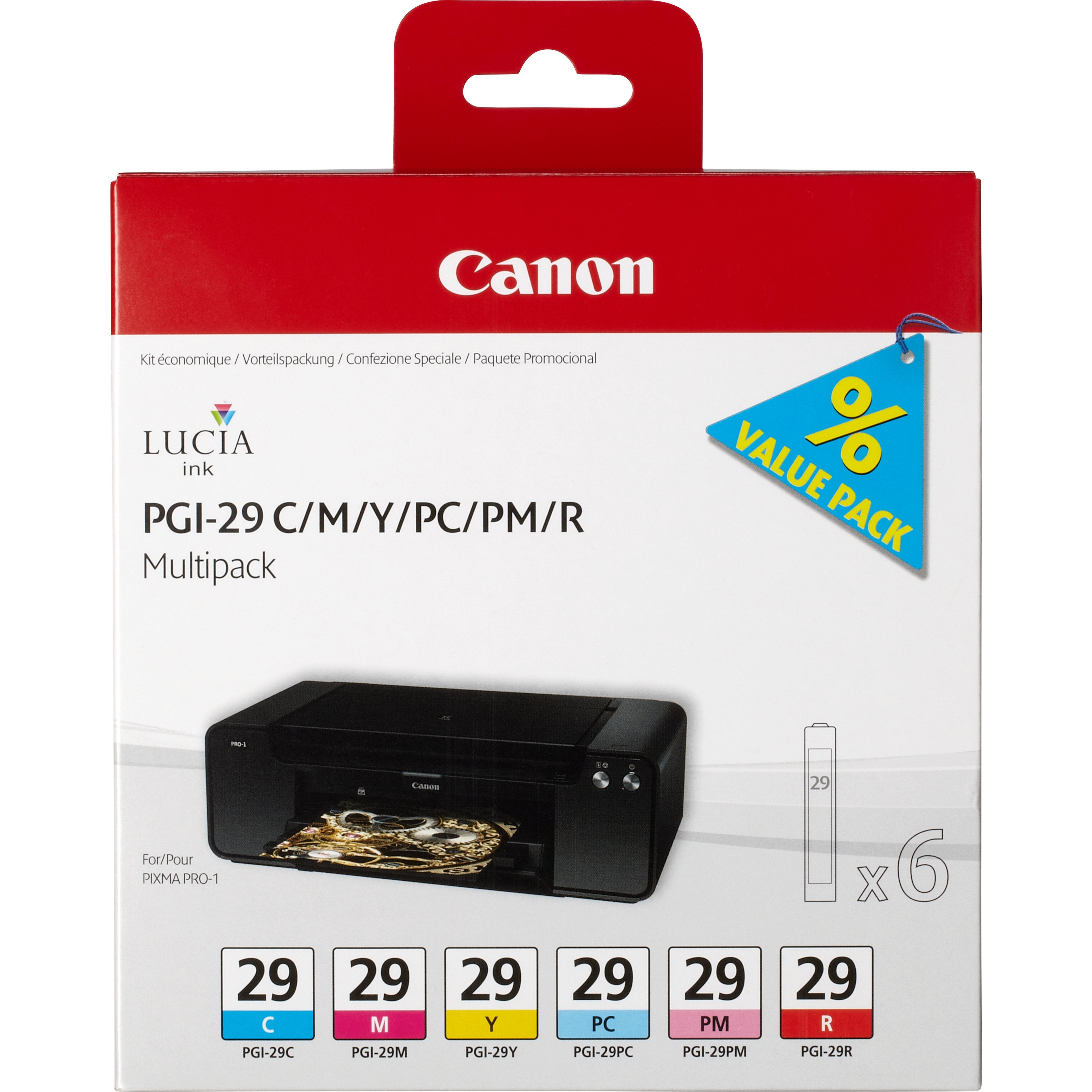 Tinta Original Multipack Pgi-29 Cian/Magenta/Amarillo/Photo Cian/Photo Magenta/Rojo