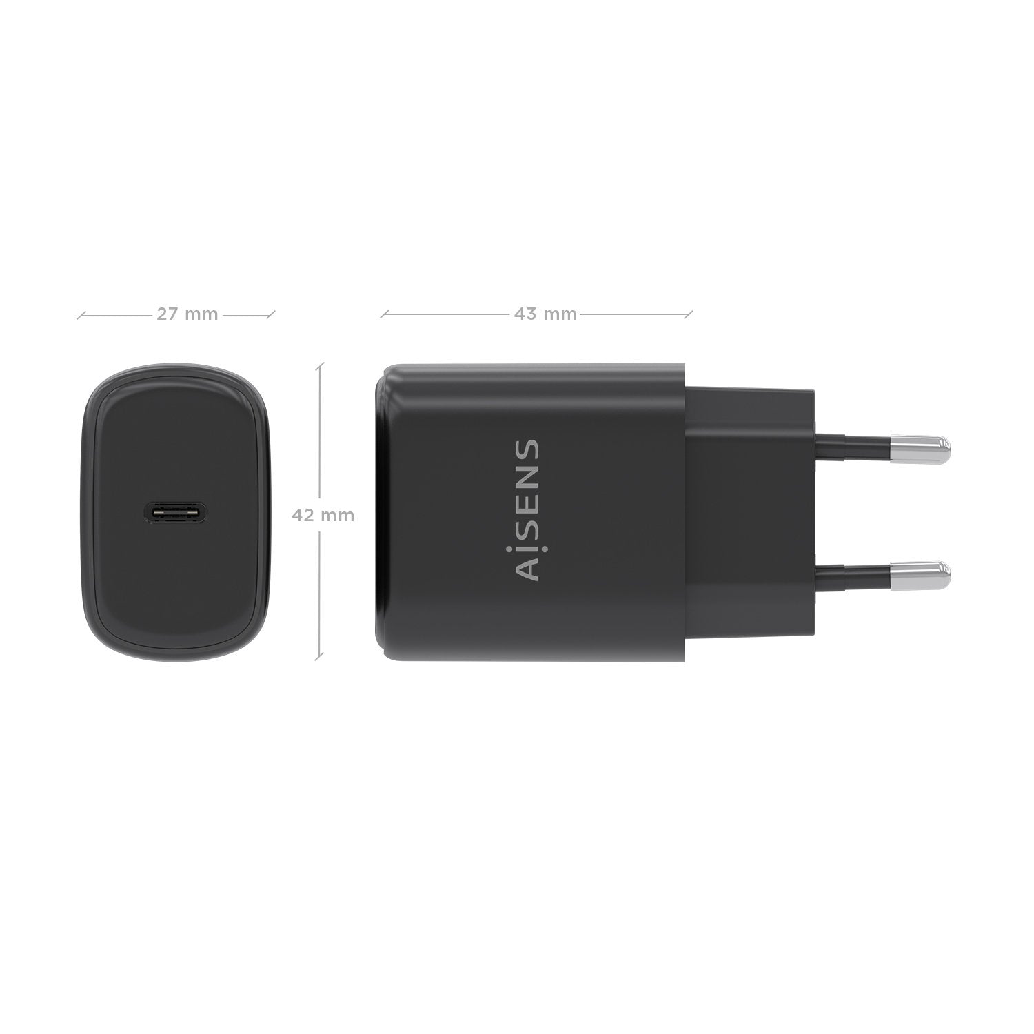 Aisens Cargador Gan 30w, 1xusb-C Pd3.0, Negro
