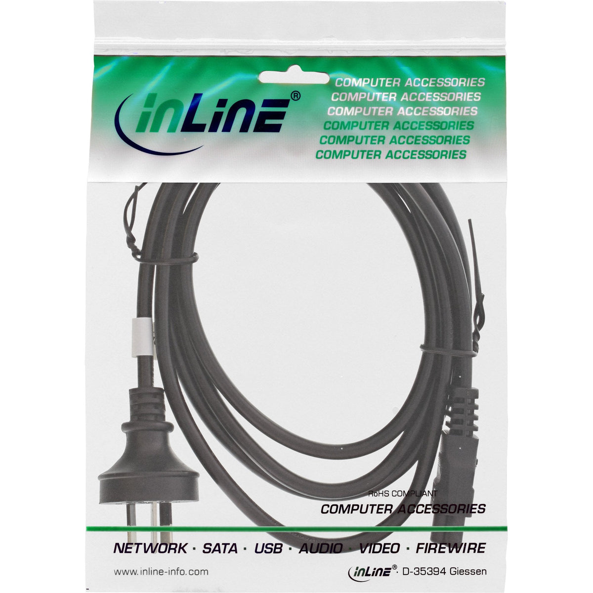 Cable De Alimentación Inline Para Portátiles, Australia, Negro, 2 M