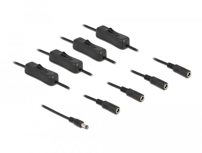 Delock Cable Dc 5,5 X 2,1 Mm Macho A 4 X Dc Hembra 1 M
