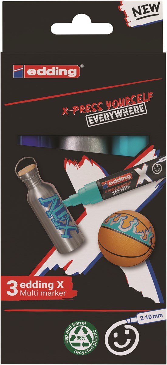 EAN 4057305067104 - Edding 6900 X Multimarker marcador permanente Punta de cincel Azul, Plata, Turquesa 3 pieza(s) imagen 6