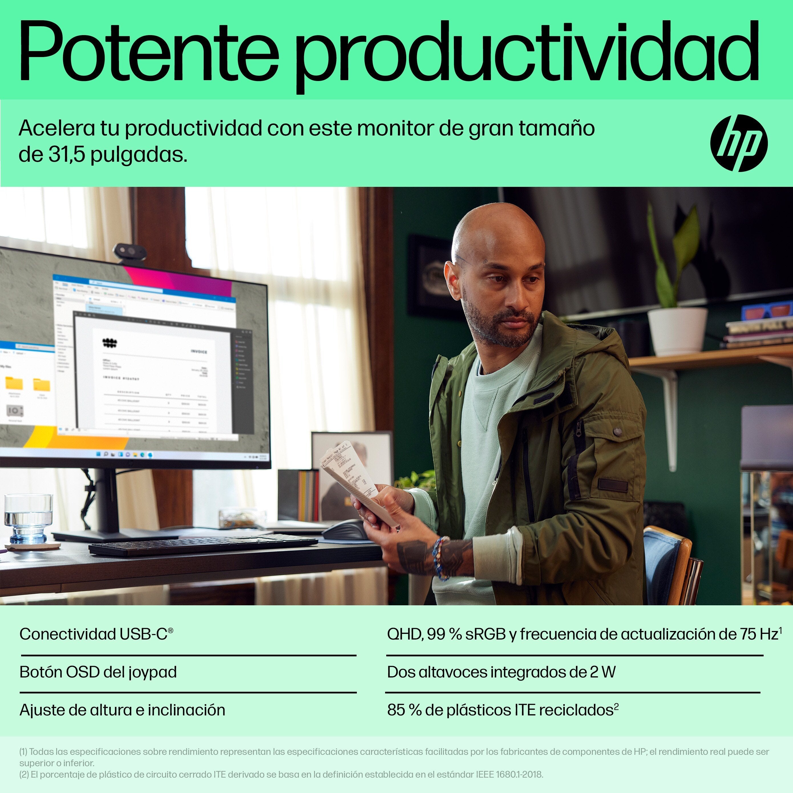 EAN 196548135516 - HP P32u G5 QHD USB-C Monitor pantalla para PC 80 cm (31.5") 2560 x 1440 Pixeles Quad HD LCD Negro imagen 10