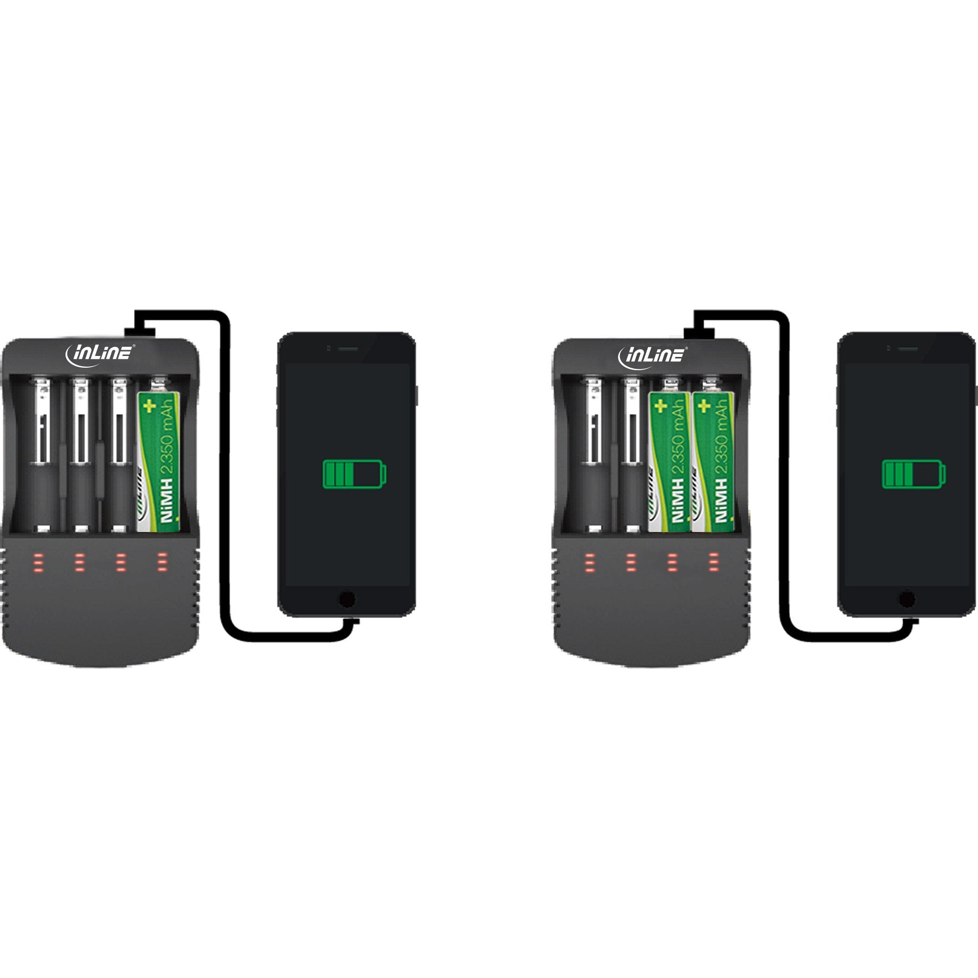 Cargador Inline Para Baterías De Litio Y Nicd+Nimh, Con Función Powerbank