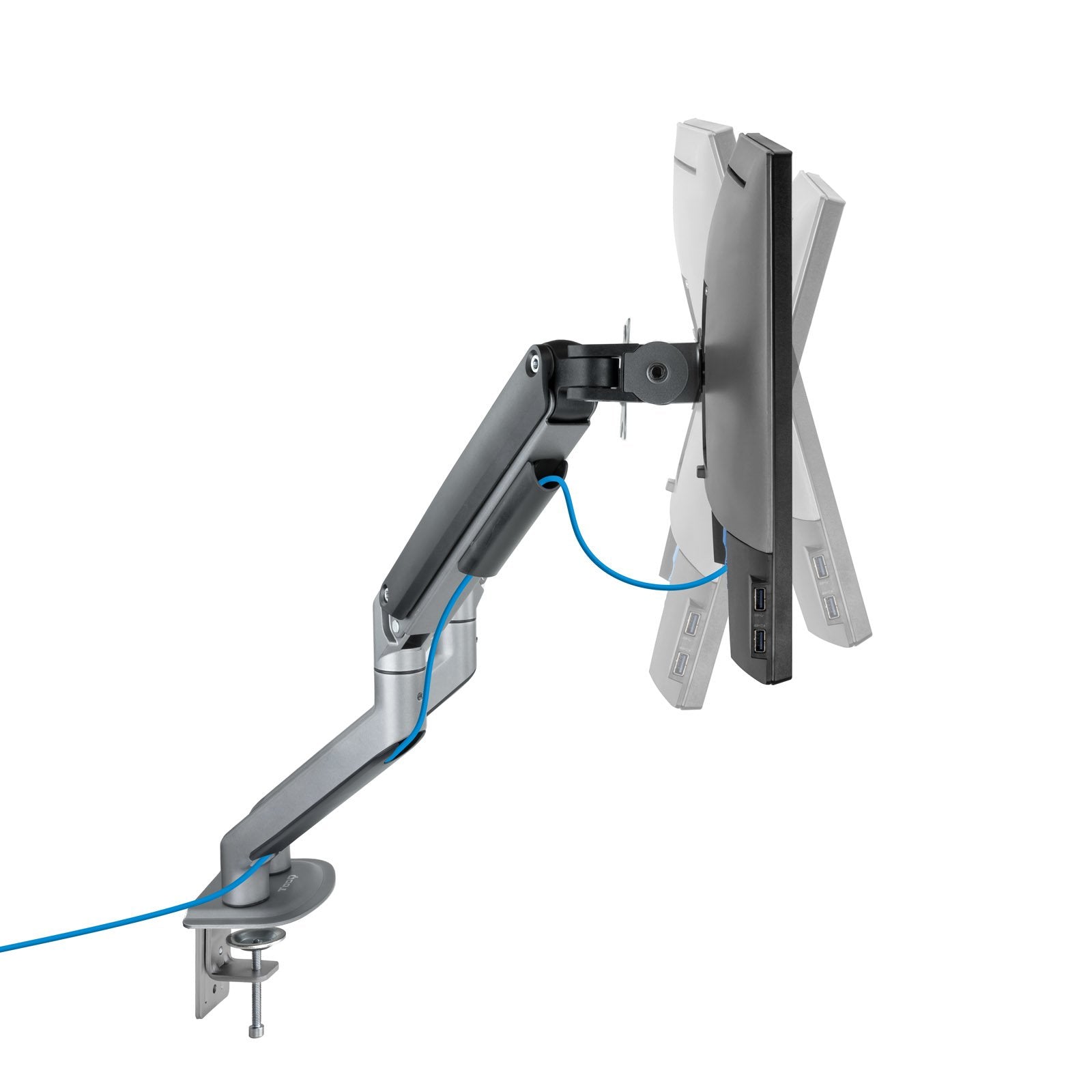 Tooq Soporte Mesa Pantallas Giratorio Inclinacion 2 Brazos 17-32" - Gris