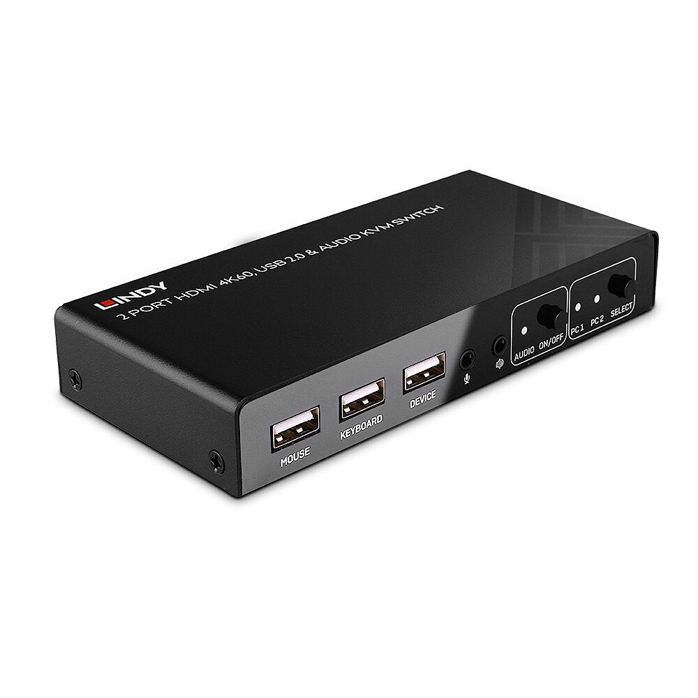Lindy 2 Port Kvm Switch Hdmi 4k60, Usb 2.0 & Audio