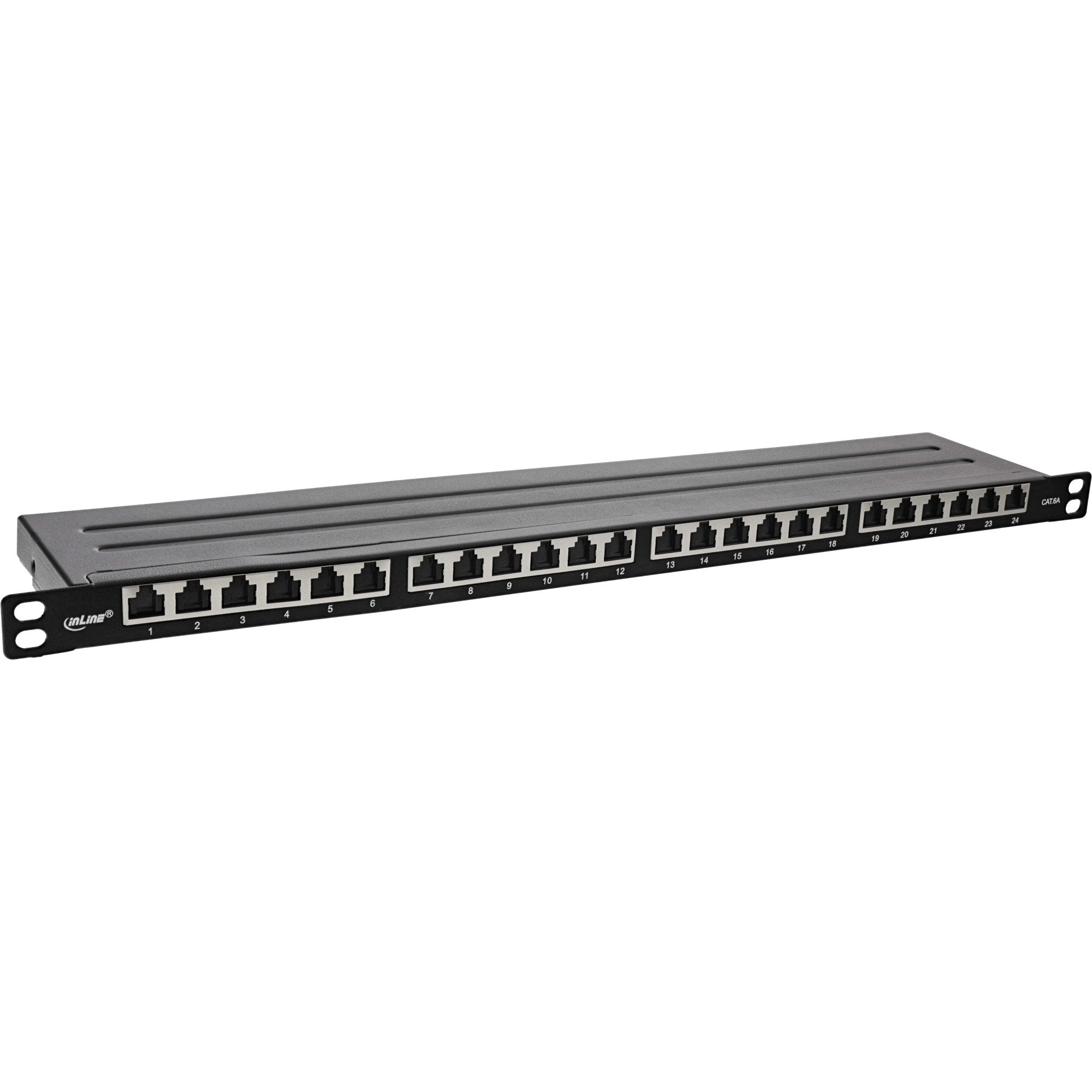 Inline® 19" Patch Panel Cat.6a 0.5 U 24-Port, With Dust Projoection, Negro
